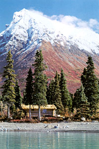 Dick Proenneke's cabin on the shore of Lake Clark